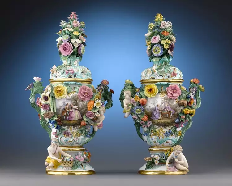 Мейсенский фарфор XIX века. Мейсенские фарфоровые вазы, 1850