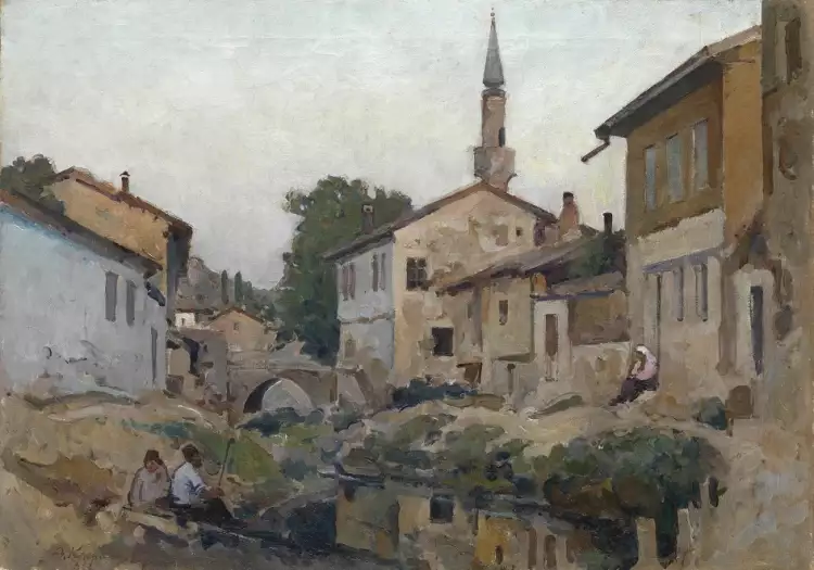 Александр Куприн. Картина «Сумеречный пейзаж. Река Чурук-Су, Бахчисарай», 1927