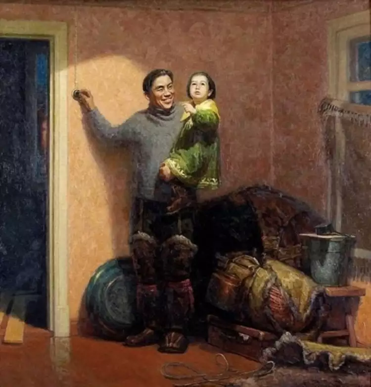 Советский быт в картинах. Г. Семаков «В новых условиях»