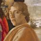 Sandro Botticelli. Vermeintliches Selbstporträt auf dem Gemälde Anbetung der Heiligen Drei Könige, 1475