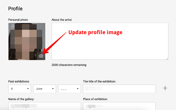 How can I change/add the artist's profile picture to my account