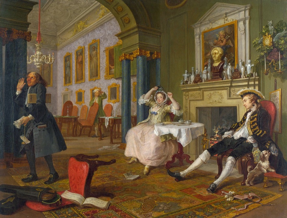 Самые популярные и известные художники-живописцы Англии. Уильям Хогарт. Модный брак. Тет-а-Тет. 1743 г. Национальная лондонская галерея