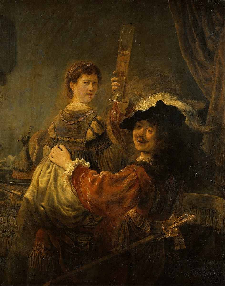 Рембрандт.  Автопортрет с Саскией на коленях