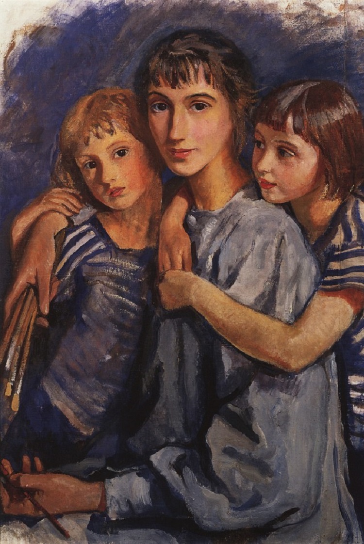 Серебрякова Зинаида. Автопортрет с дочерьми. 1921