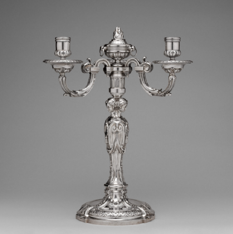 Серебряные изделия Франции XVII-XVIII века. Канделябр, серебро, 1767-1768