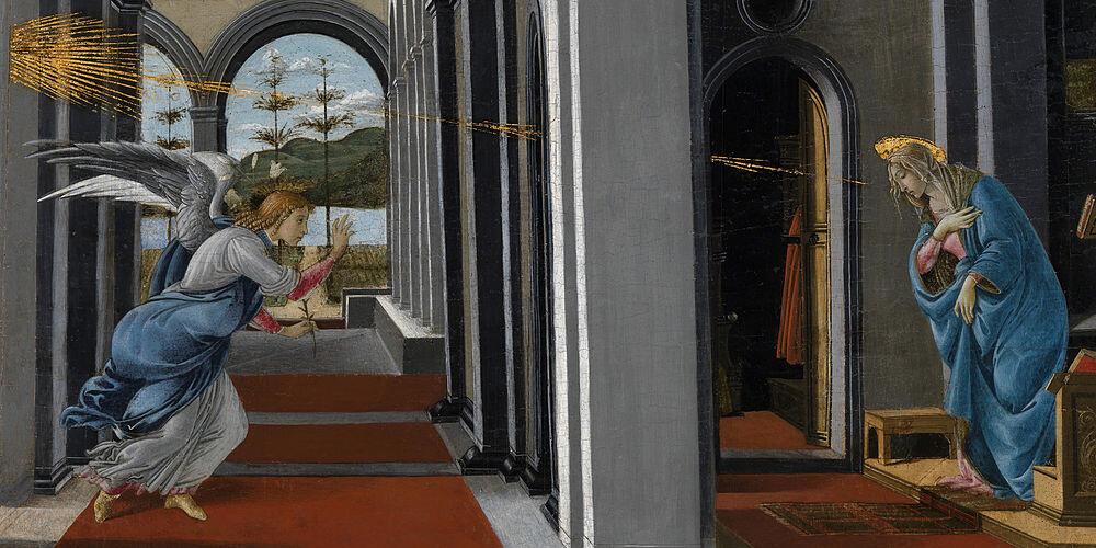 Картина «Благовещение» Сандро Боттичелли (1490), Музей Глазго