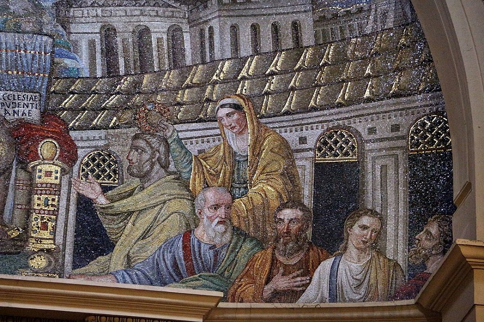 Мозаика. Деталь палеохристианской мозаики из базилики Санта-Пуденциана в Риме, 410 н. э.