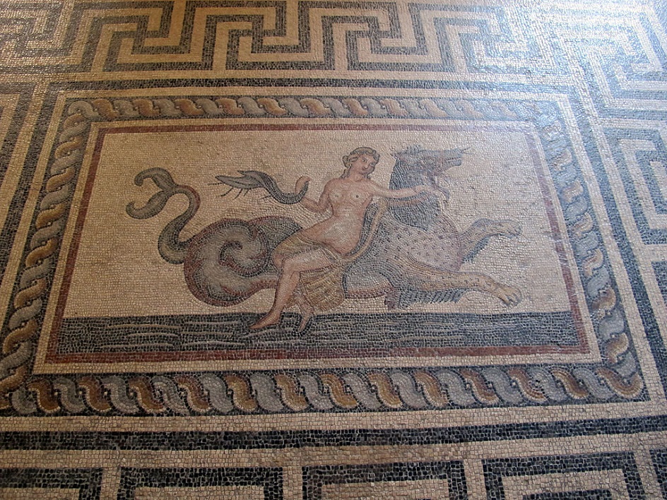 Мозаика. Древнегреческая мозаика на полу Родосского дворца, II век до н. э.