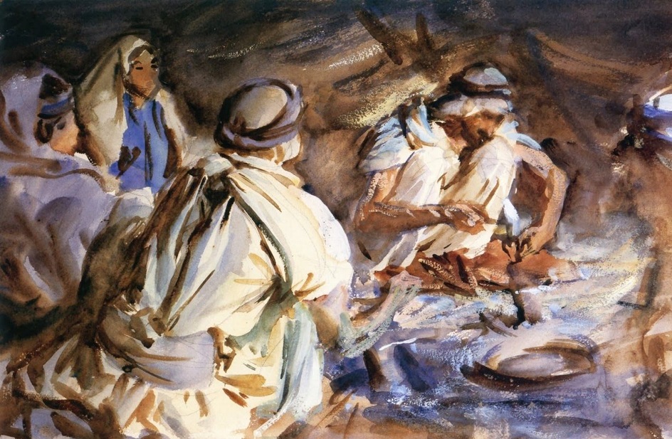 Гуашь. Джон Сингер Сарджент. «Бедуины в палатке», 1906
