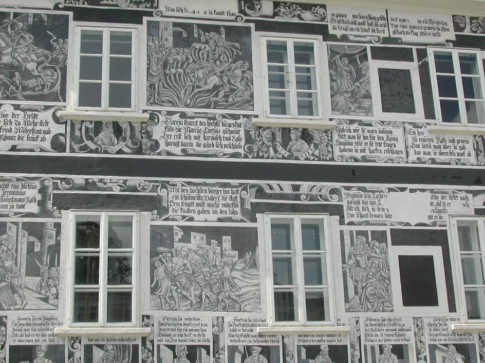 Граттаж. Сграффито на частном доме в Австрии. Конец XIX века