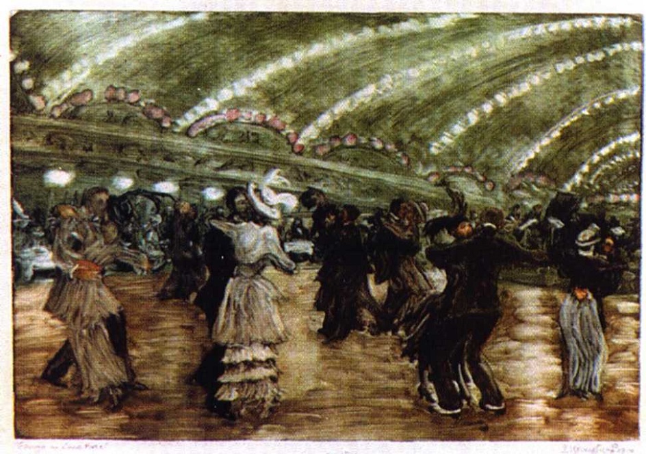 Монотипия. Елизавета Кругликова. «Танго в луна-парке», 1914