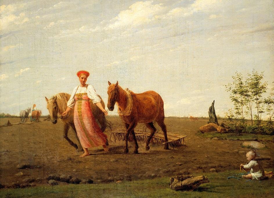 Сентиментализм. Алексей Венецианов. «На пашне. Весна», 1820-е