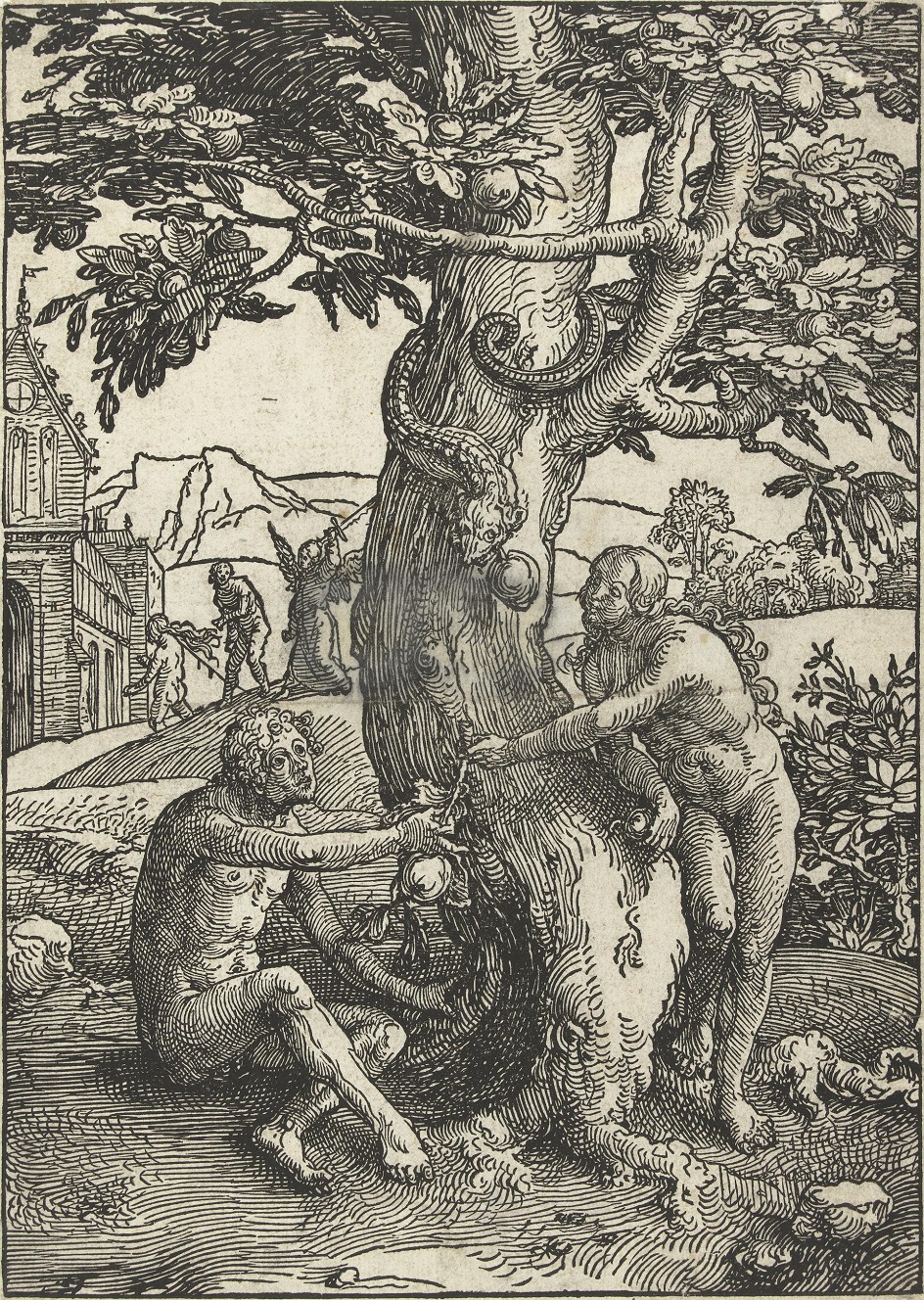 Ксилография. Лукас ван Лейден. «Грехопадение», 1519