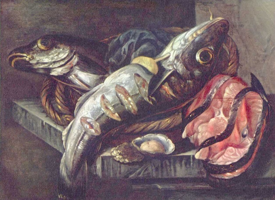 Натюрморт. Абрахам ван Бейерен. «Натюрморт с рыбой»