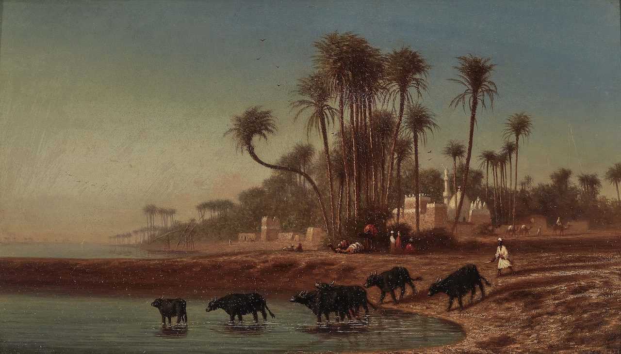 Gemälde Théodore Frère "Kuhhirte am Ufer des Nils", 1839