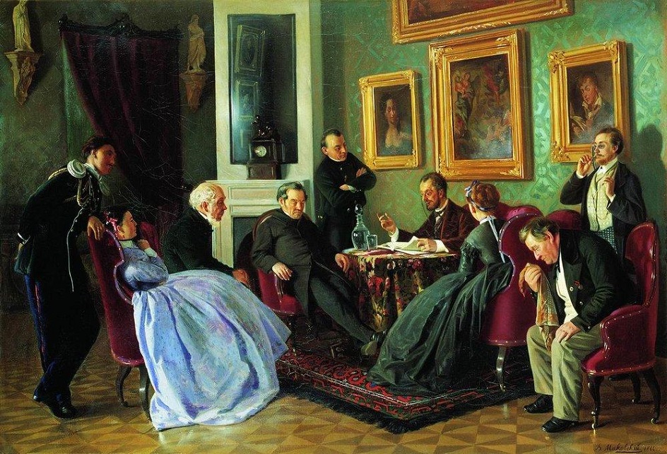 Владимир Маковский. Картина «Литературное чтение», 1866