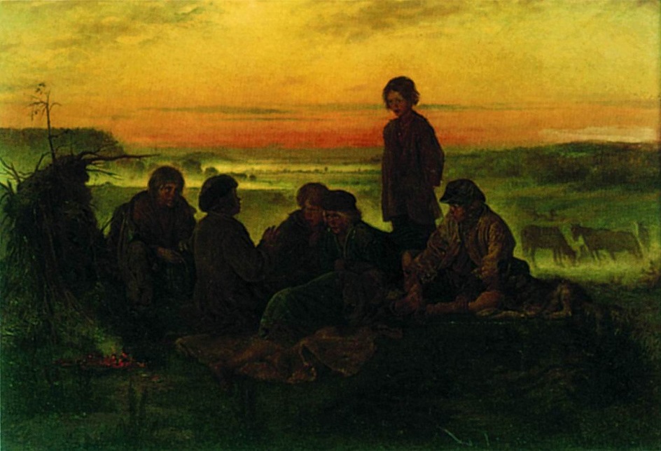 Владимир Маковский. Картина «Крестьянские мальчики стерегут лошадей», 1869