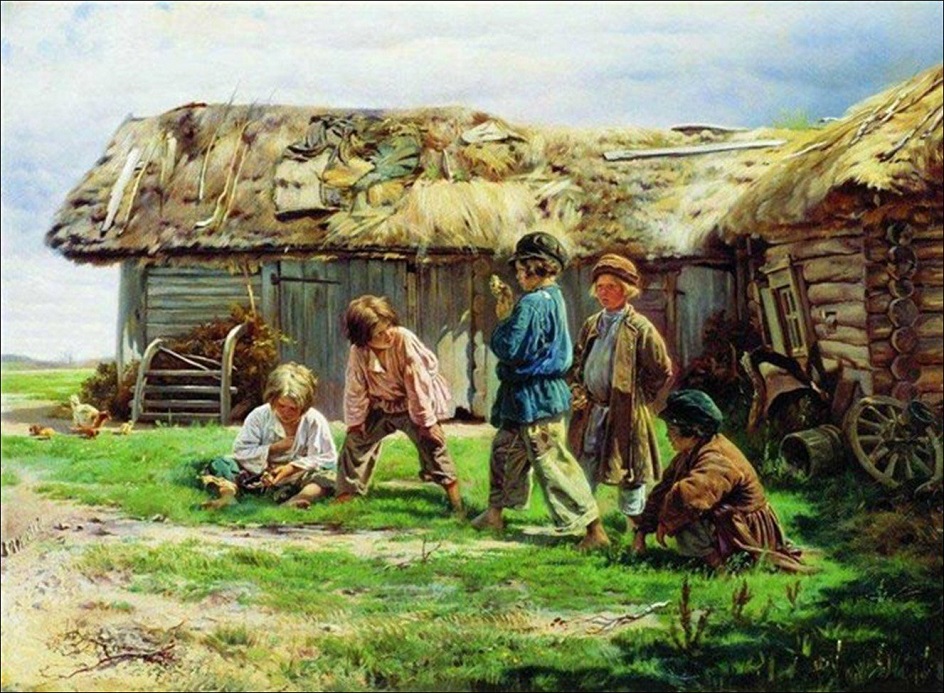 Владимир Маковский. Картина «Игра в бабки», 1870