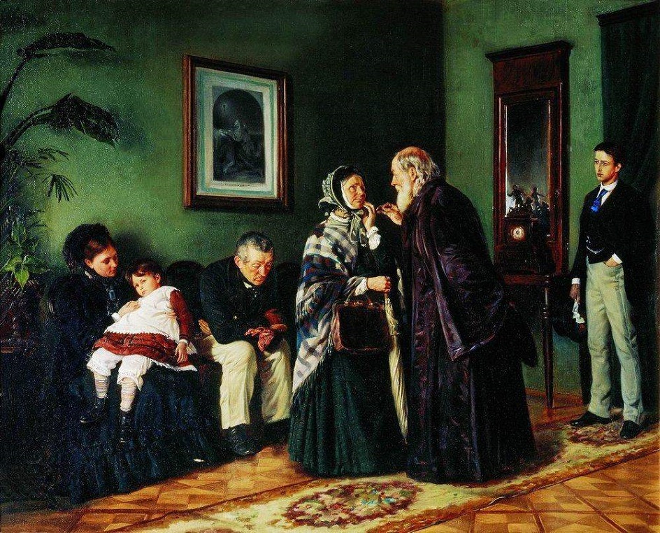 Владимир Маковский. Картина «В приемной у доктора», 1870
