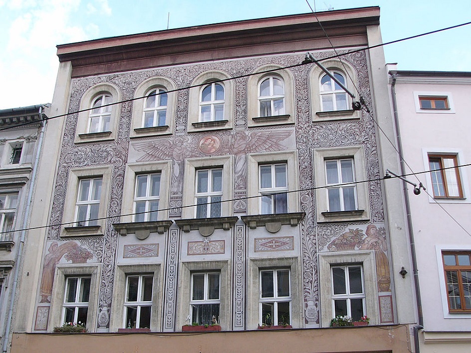 Сграффито. Сграффито на фасаде здания в Оломоуце, Чехия