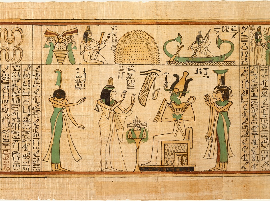Живопись Древнего Египта. Изображение Осириса и Исиды из «Книги мертвых» на папирусе, около 1050 до н. э.