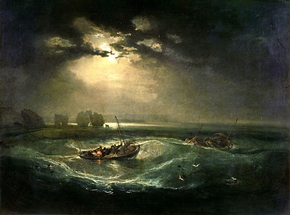 Пейзаж в живописи. Ночной морской пейзаж в стиле романтизма. Уильям Тёрнер. «Рыбаки в море»