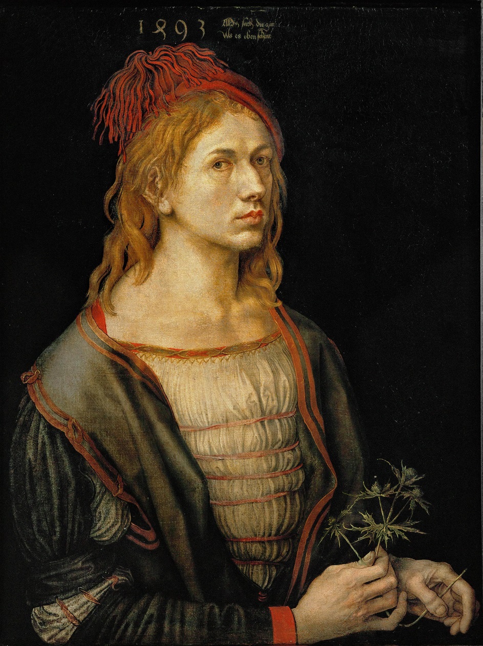 Альбрехт Дюрер. Картина «Автопортрет с чертополохом», 1493