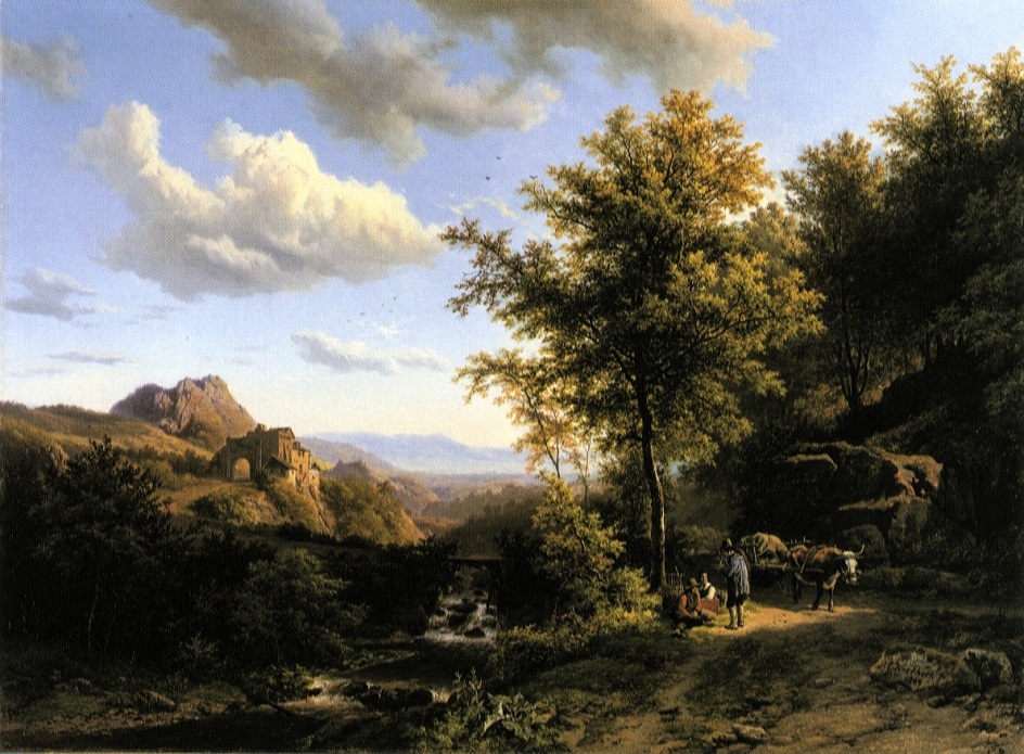 Баренд Корнелис Куккук. Картина «Горный пейзаж с отдыхающими крестьянами», 1843