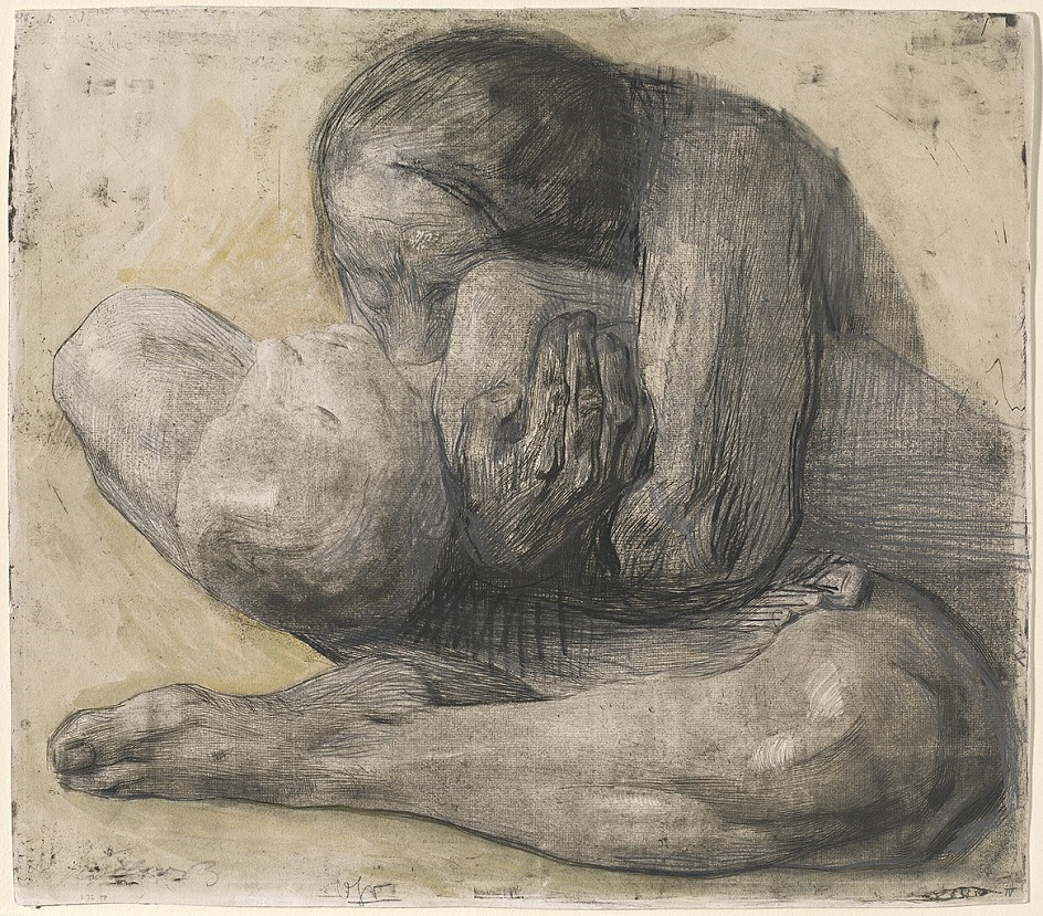Кете Кольвиц. Офорт «Женщина с мертвым ребенком», 1903