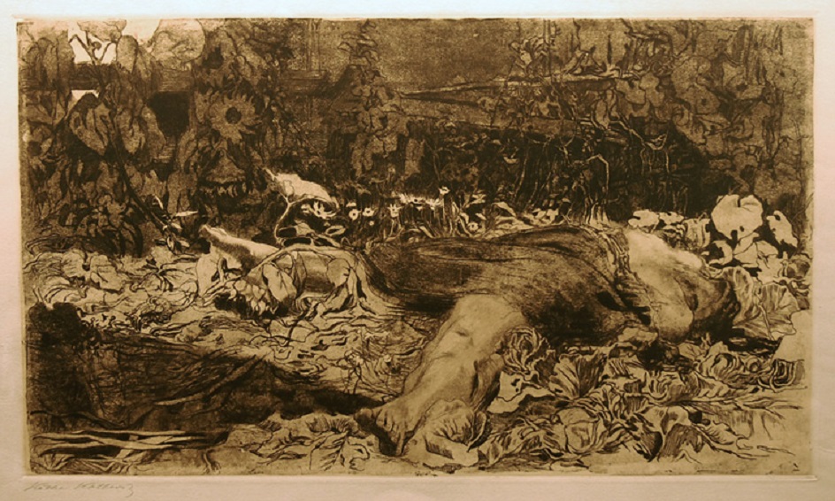 Кете Кольвиц. Гравюра «Изнасилование» из цикла «Крестьянская война», 1907-08