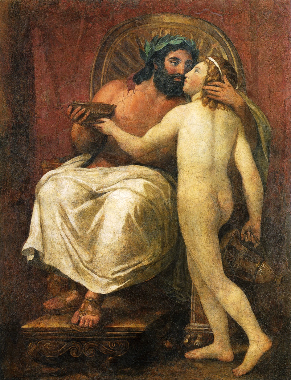 Мужеложники это. Ганимед виночерпий. Юпитер целует Ганимеда фреска. Зевс и Ганимед картины.