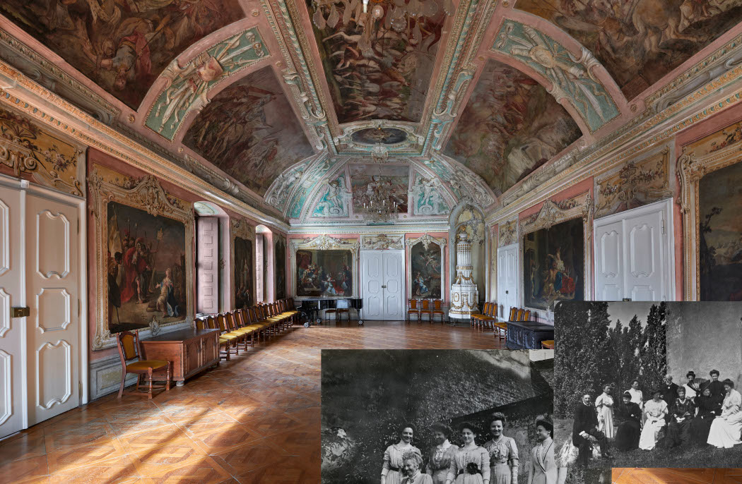 Schloss Sárvár. Tonnengewölbe, frühbarocker Stuck, opulente Gemälde und ein prachtvoller Kachelofen