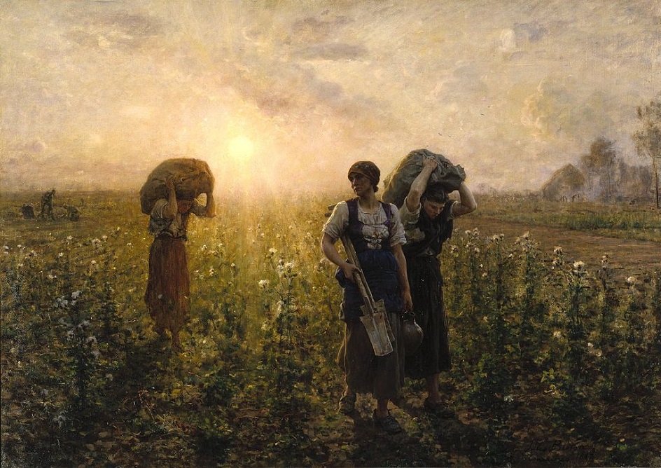 Реализм. Жюль Бретон. Картина «Конец рабочего дня», 1886-1887