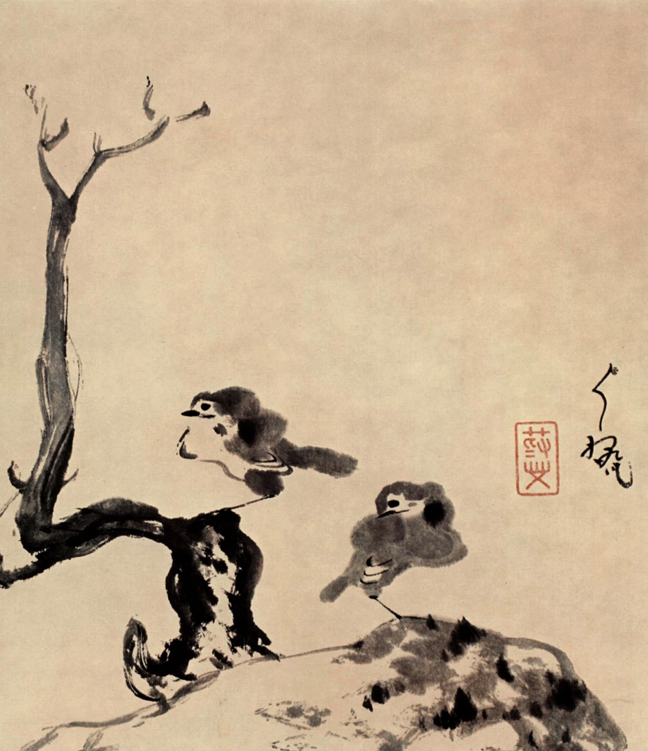 Искусство Китая династии Цин. Бада Шанрен. Картина «Две птицы», 1680