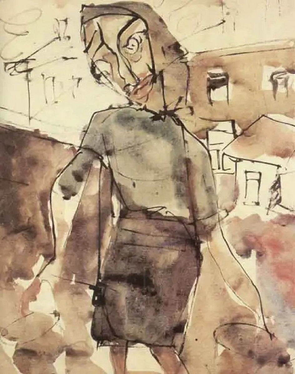 Анатолий Зверев. Картина «Женщина с ведрами», 1950