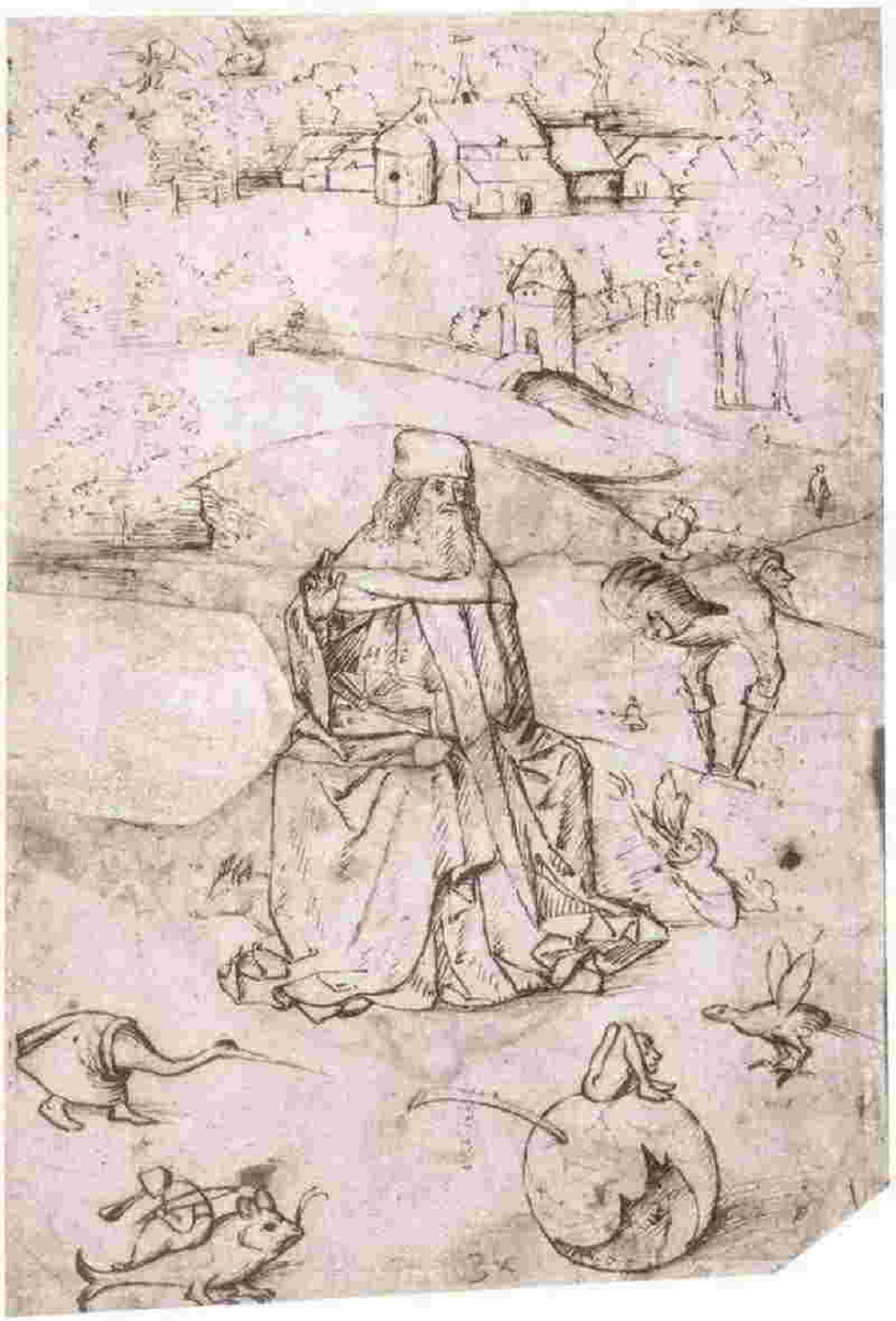 Иероним Босх. Рисунок «Искушение святого Антония», ок. 1500