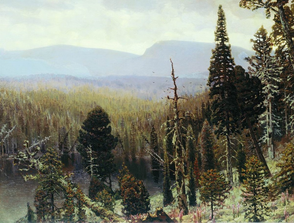 Аполлинарий Васнецов. Картина «Тайга на Урале. Синяя гора», 1891