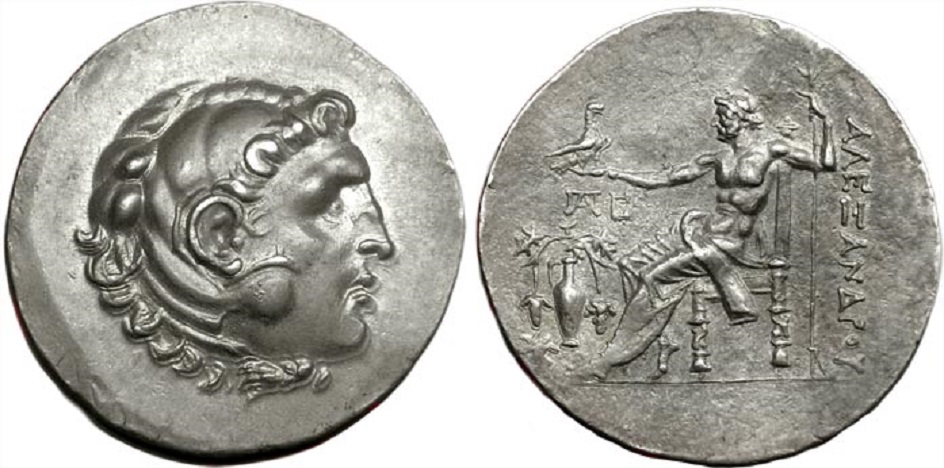 Нумизматика. Тетрадрахма Александра Великого из Монетного двора Темноса, около 188-170 гг. до н. э.