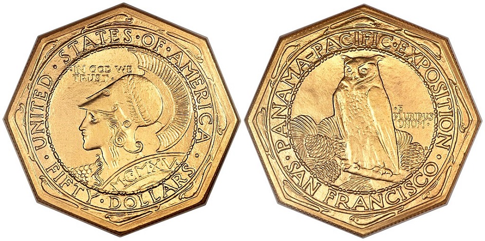 Нумизматика. Памятная монета в честь Панамо-Тихоокеанской выставки, 1915