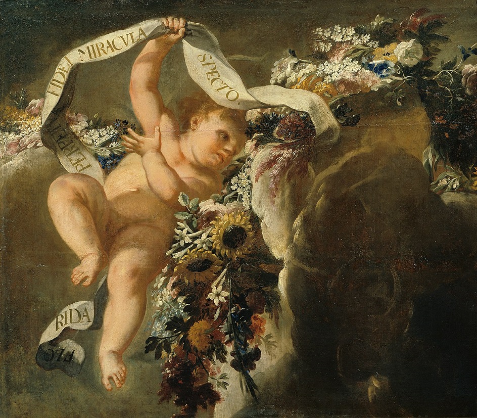 Петер Штрудель. Картина «Путти с цветочной нитью и знаменем», 1699